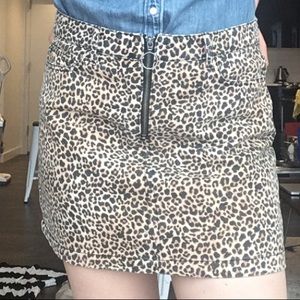 BDG Leopard Denim Zip Skirt NWOT